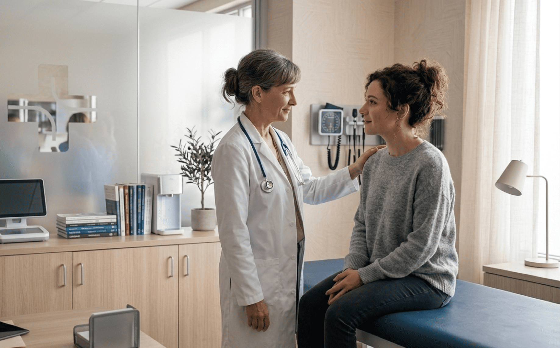 Doctora atendiendo a paciente
